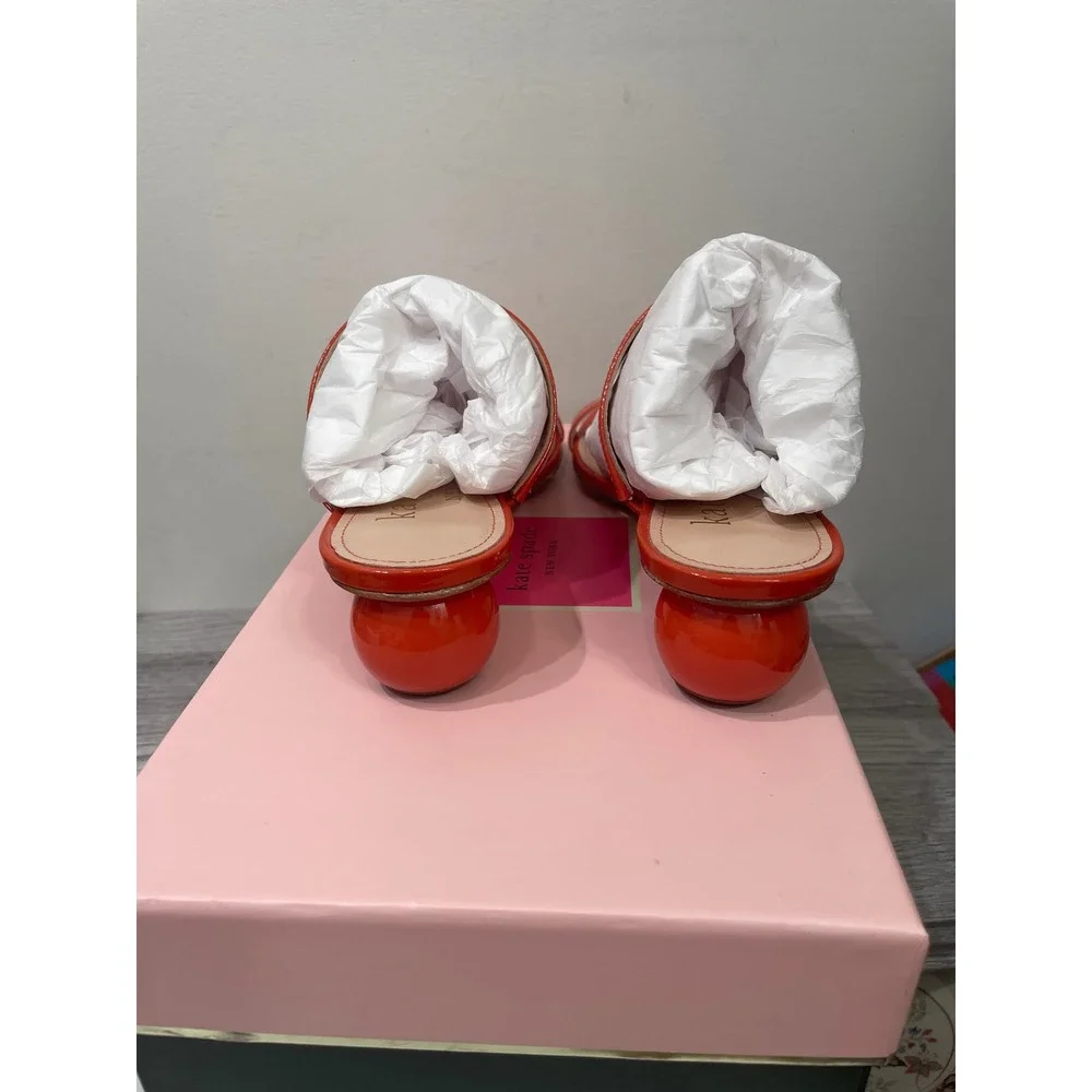 Kate‎ Spade Palm Springs Dried Apricot Patent Leather Ball Heel Sandals 6.5B